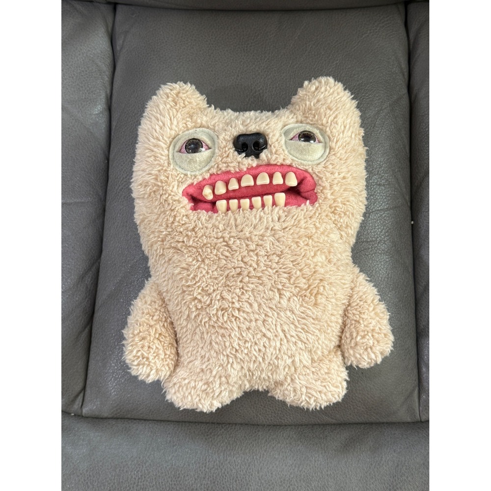 Rare Fuggler spin master Monster Plush Beige Sherpa Wide Mouth Realistic Teeth